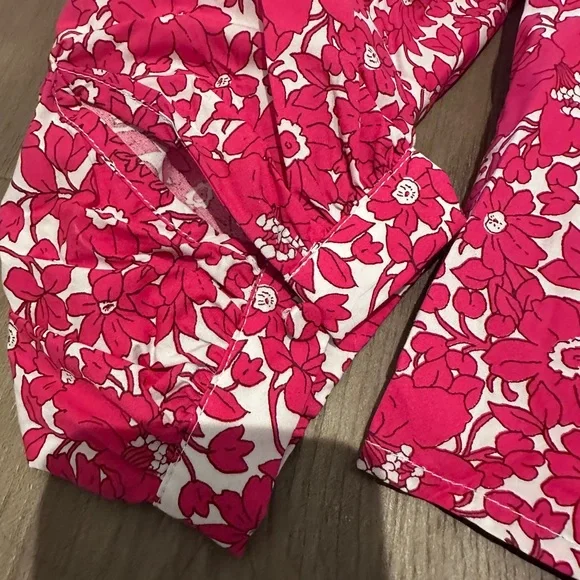 NWT Button-front ruffleneck popover in blushing meadow cotton poplin size large - Picture 6 of 8